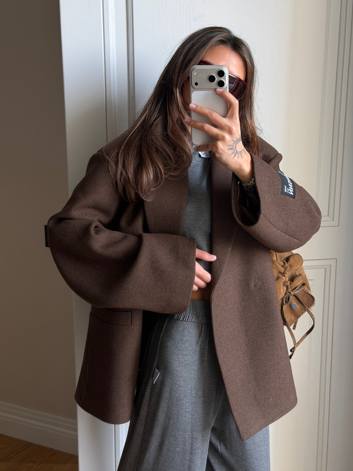 OVERSIZED WOOL COAT JACKET NUTTY