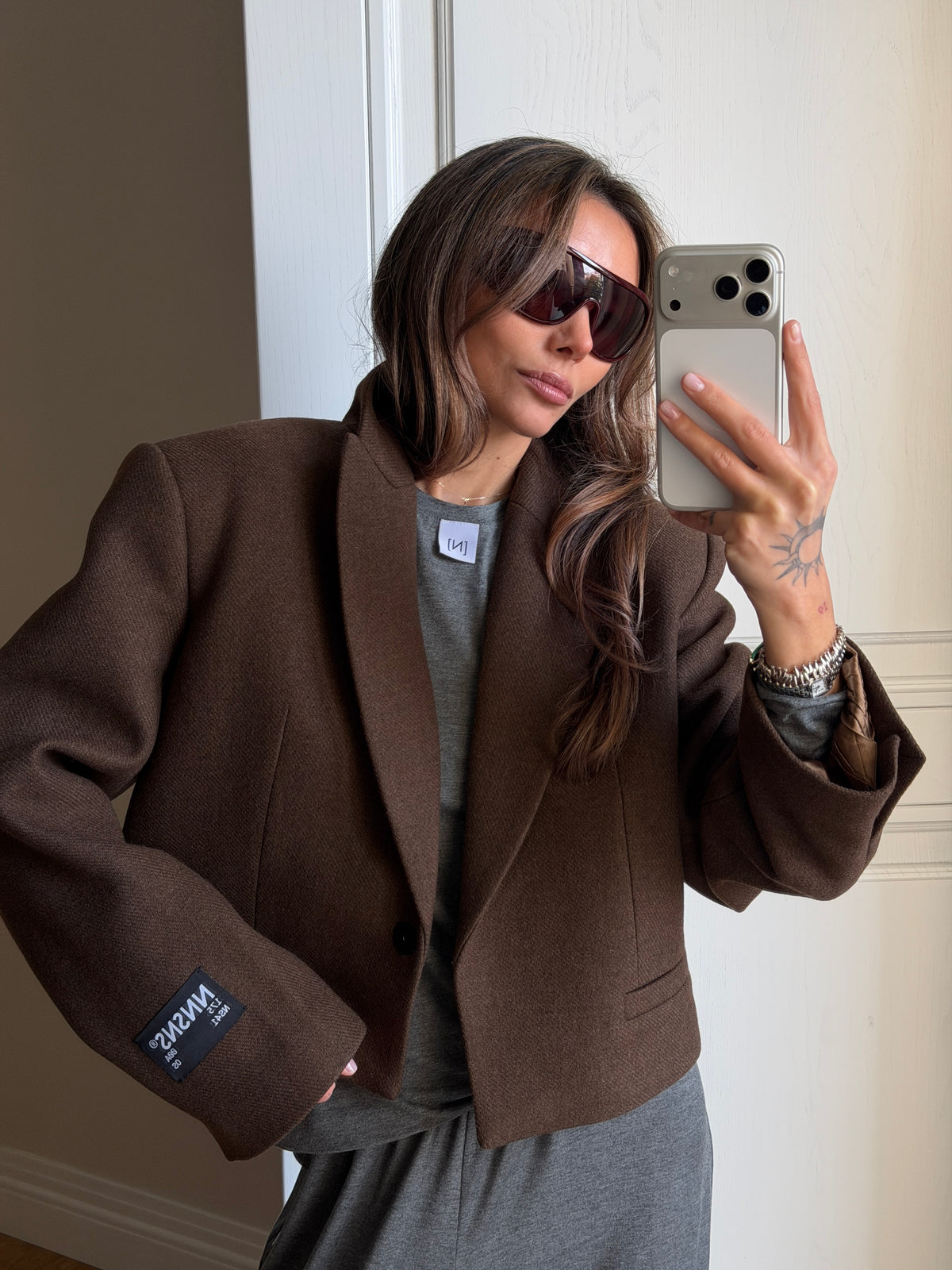 CROPPED WOOL JACKET NUTTY