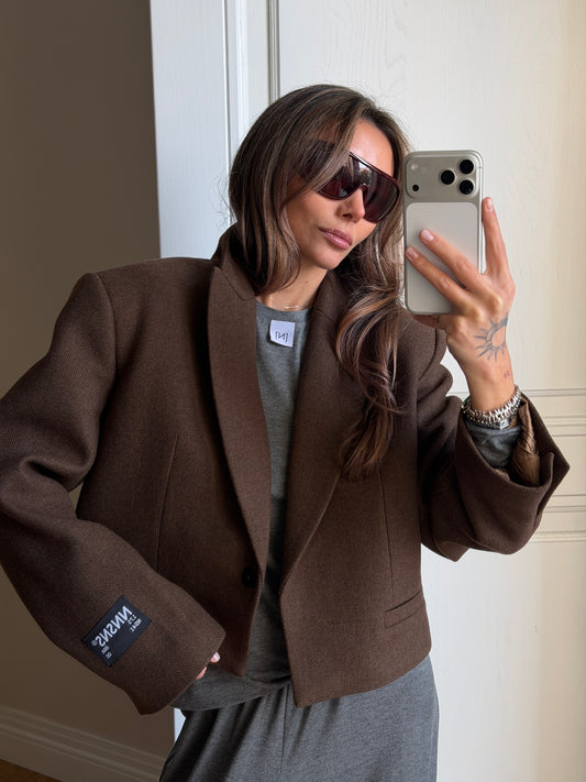 CROPPED WOOL JACKET NUTTY