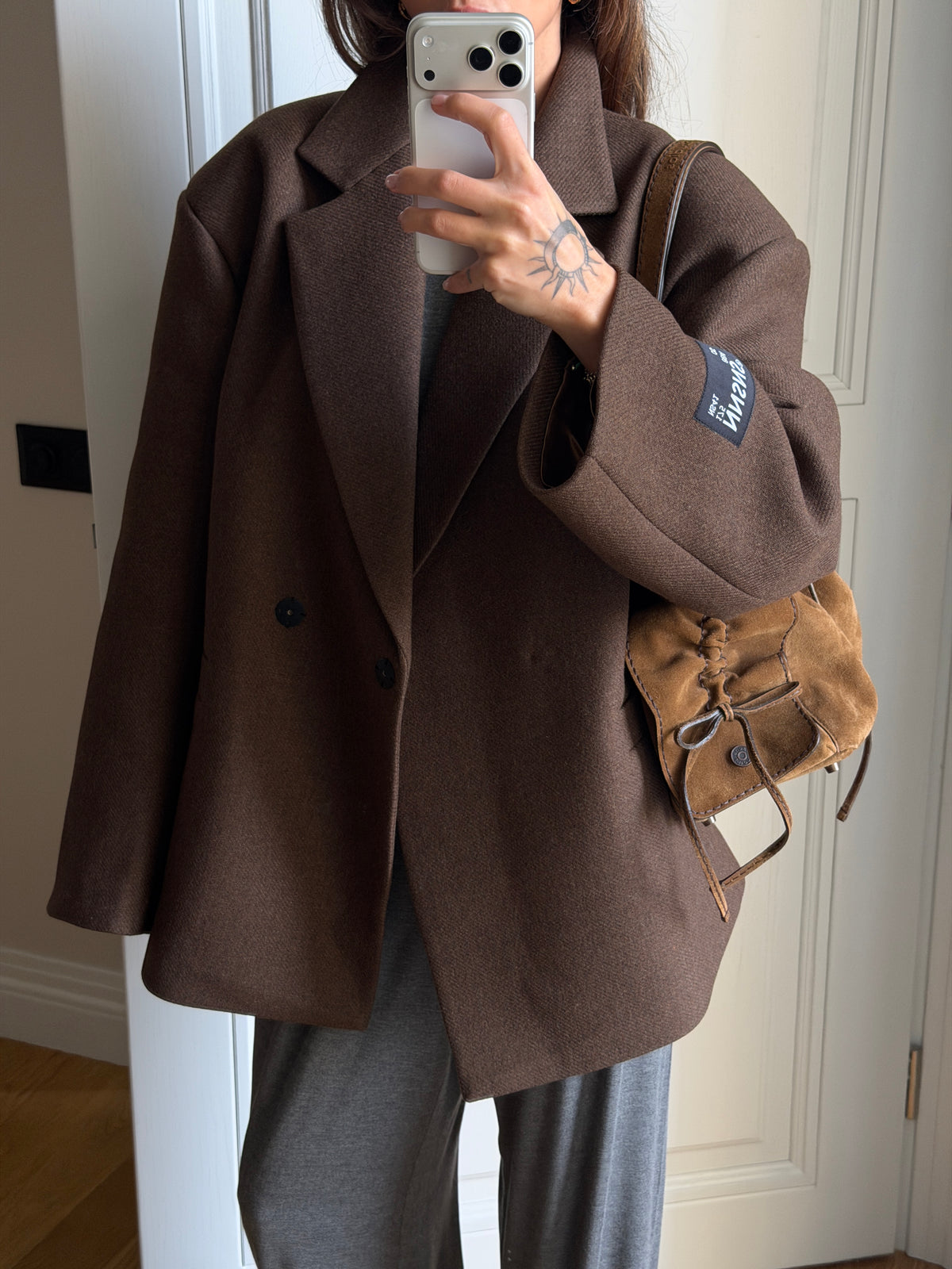 OVERSIZED WOOL COAT JACKET NUTTY
