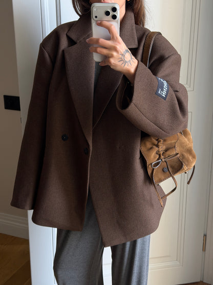 OVERSIZED WOOL COAT JACKET NUTTY