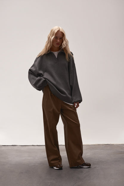 OVERSIZED WOOL POLO GREY MELANGE