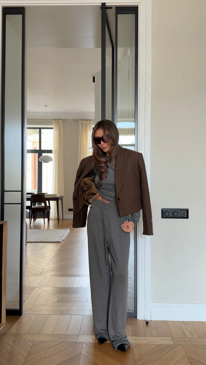 VISCOSE SUIT GREY MELANGE