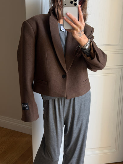 CROPPED WOOL JACKET NUTTY