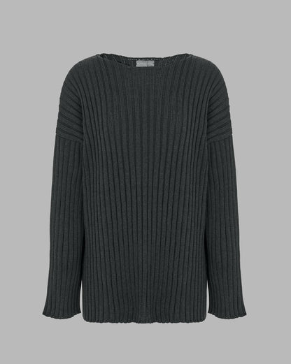 NONSENSE ANTHRACITE RAW NECK SWEATER