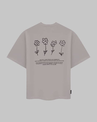 UNISEX T-SHIRT FLOWERS GREY