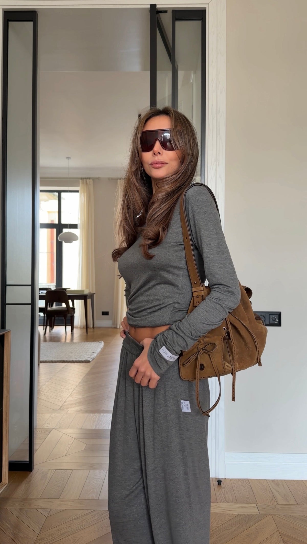 VISCOSE SUIT GREY MELANGE