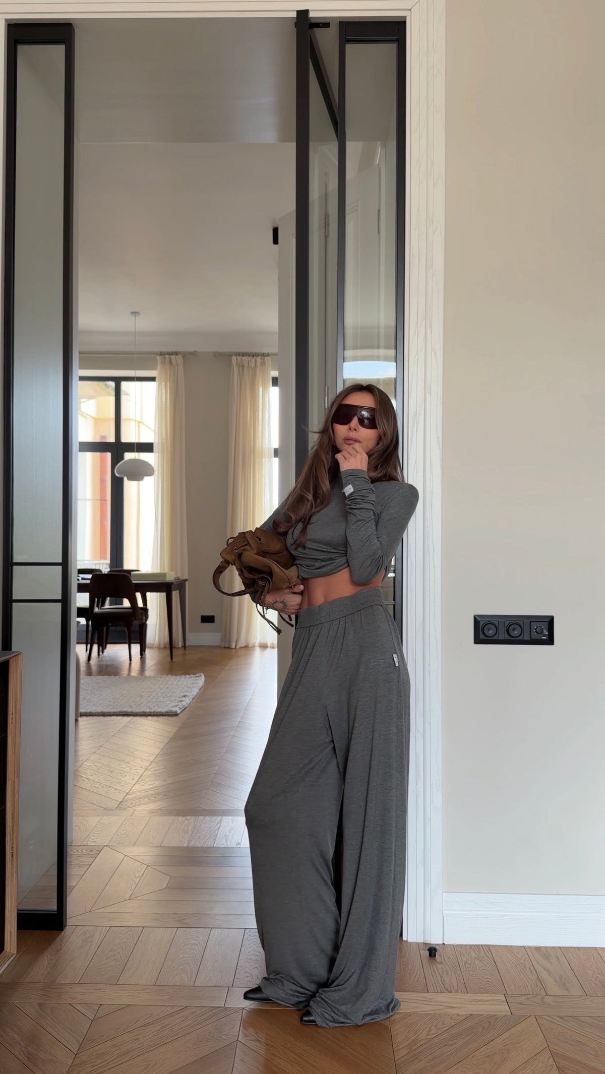 VISCOSE SUIT GREY MELANGE