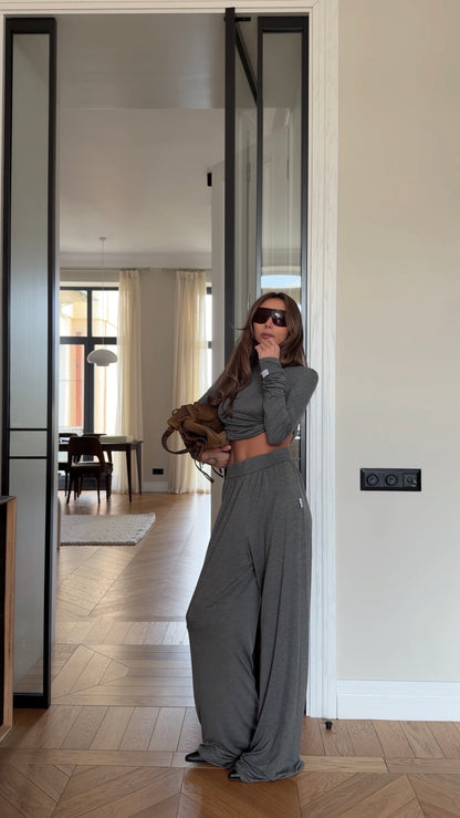 VISCOSE SUIT GREY MELANGE