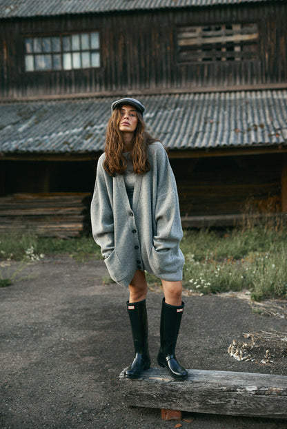 OVERSIZED WOOL CARDIGAN GREY