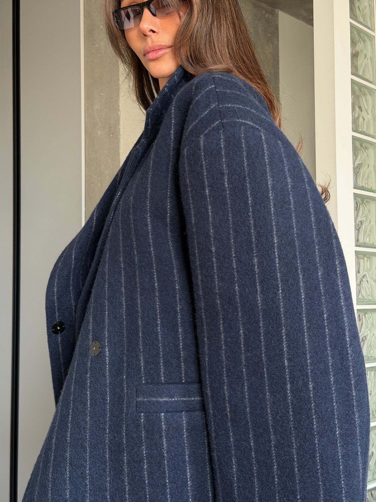 OVERSIZED COAT JACKET DARK BLUE