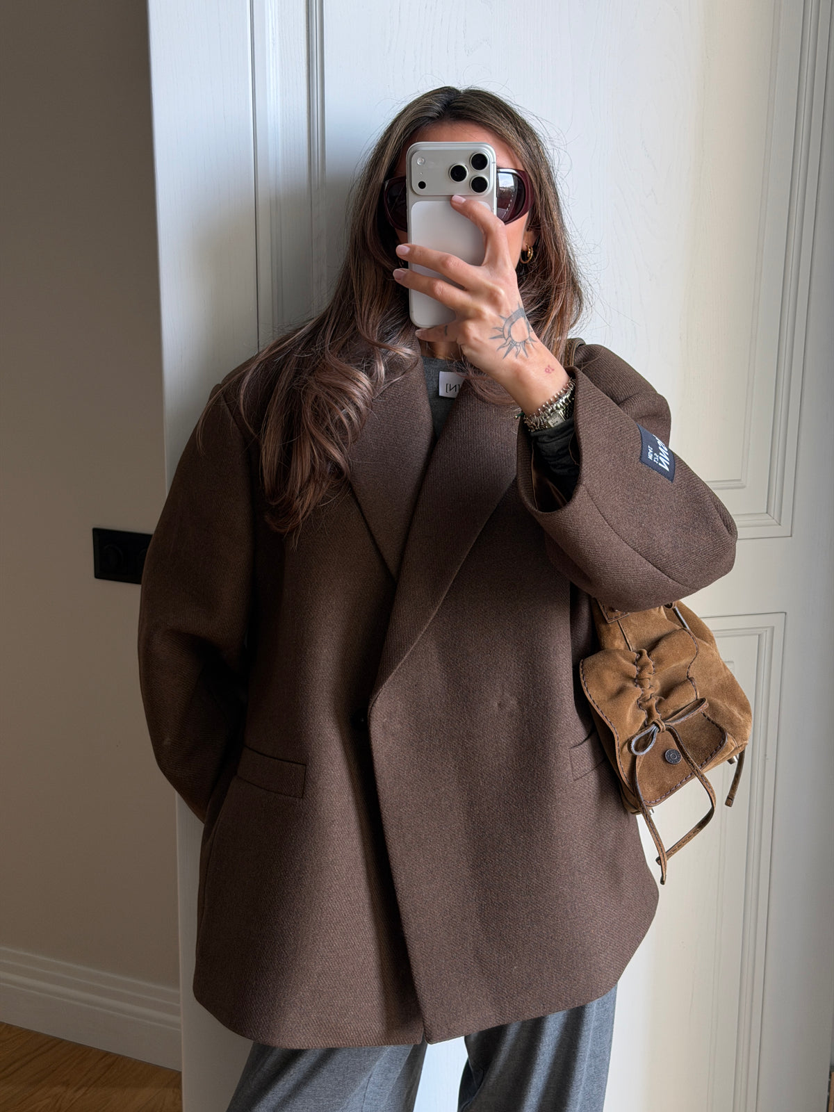 OVERSIZED WOOL COAT JACKET NUTTY