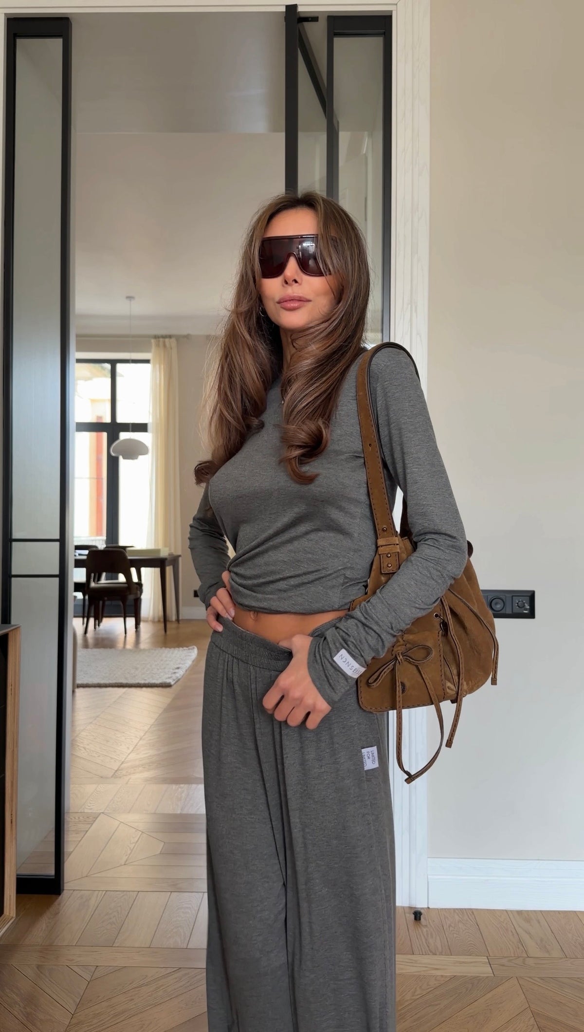 VISCOSE SUIT GREY MELANGE