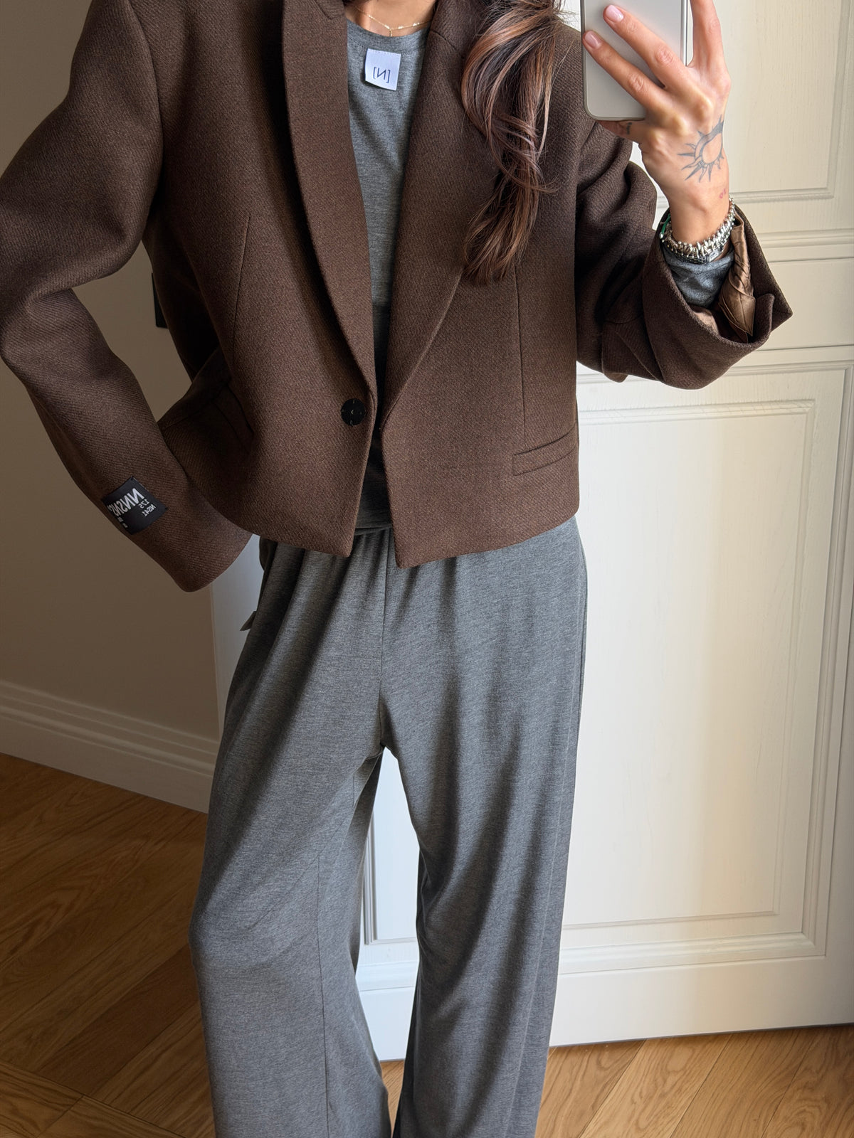 CROPPED WOOL JACKET NUTTY