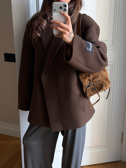 OVERSIZED WOOL COAT JACKET NUTTY