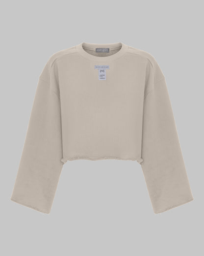 OVERSIZED CROPPED SWEATSHIRT BEIGE