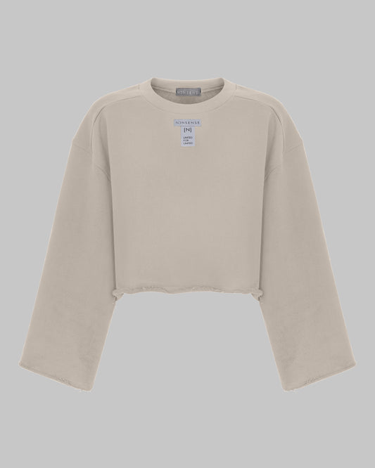 OVERSIZED CROPPED SWEATSHIRT BEIGE