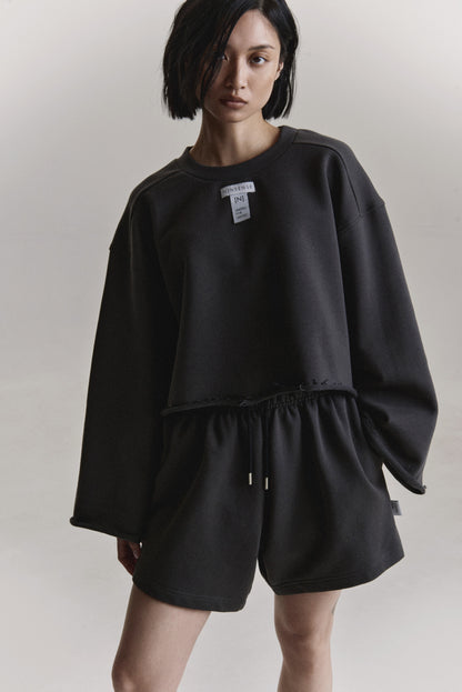 OVERSIZED CROPPED SWEATSHIRT GRAPHITE
