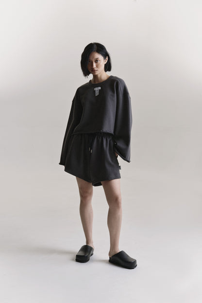 OVERSIZED CROPPED SWEATSHIRT GRAPHITE