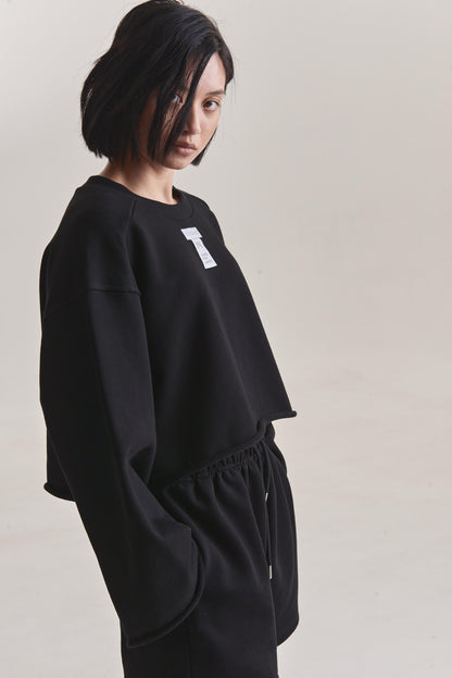 BLACK DRAWSTRING SHORTS