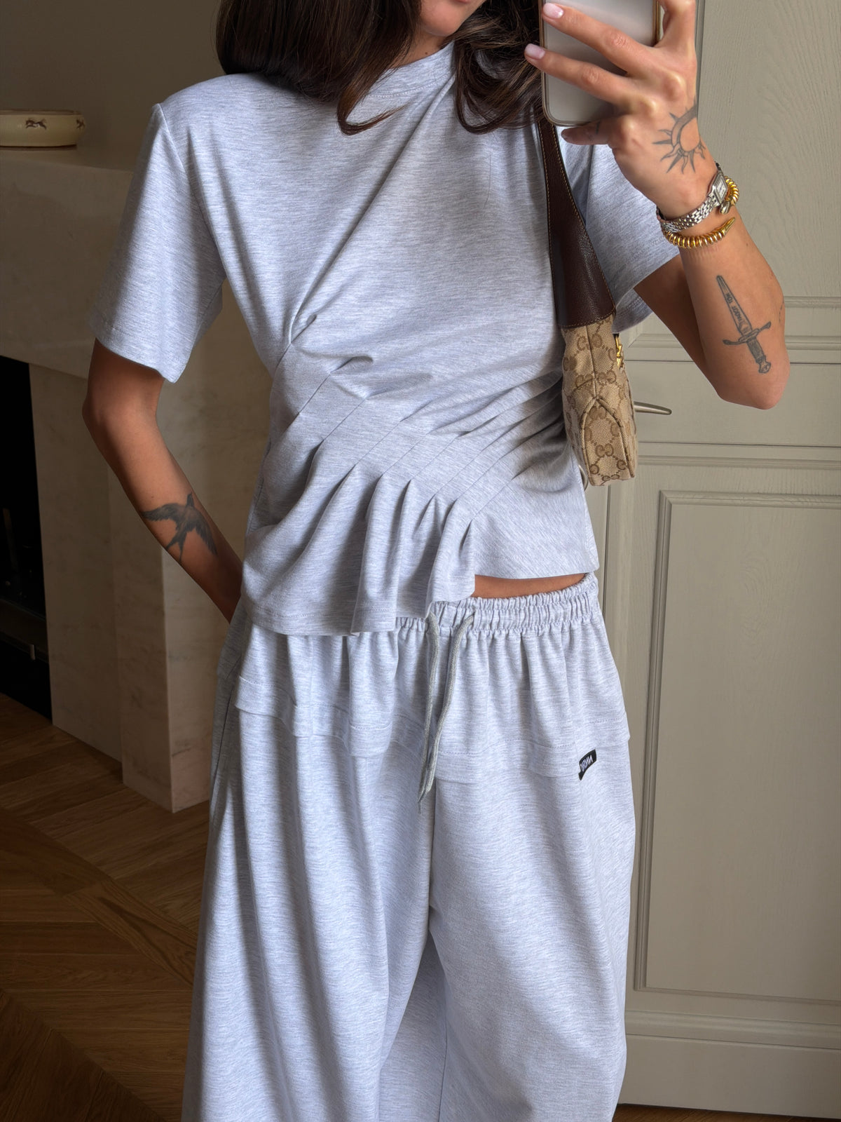 ASYMMETRIC GREY MELANGE T-SHIRT