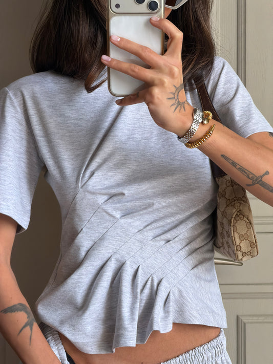 ASYMMETRIC GREY MELANGE T-SHIRT