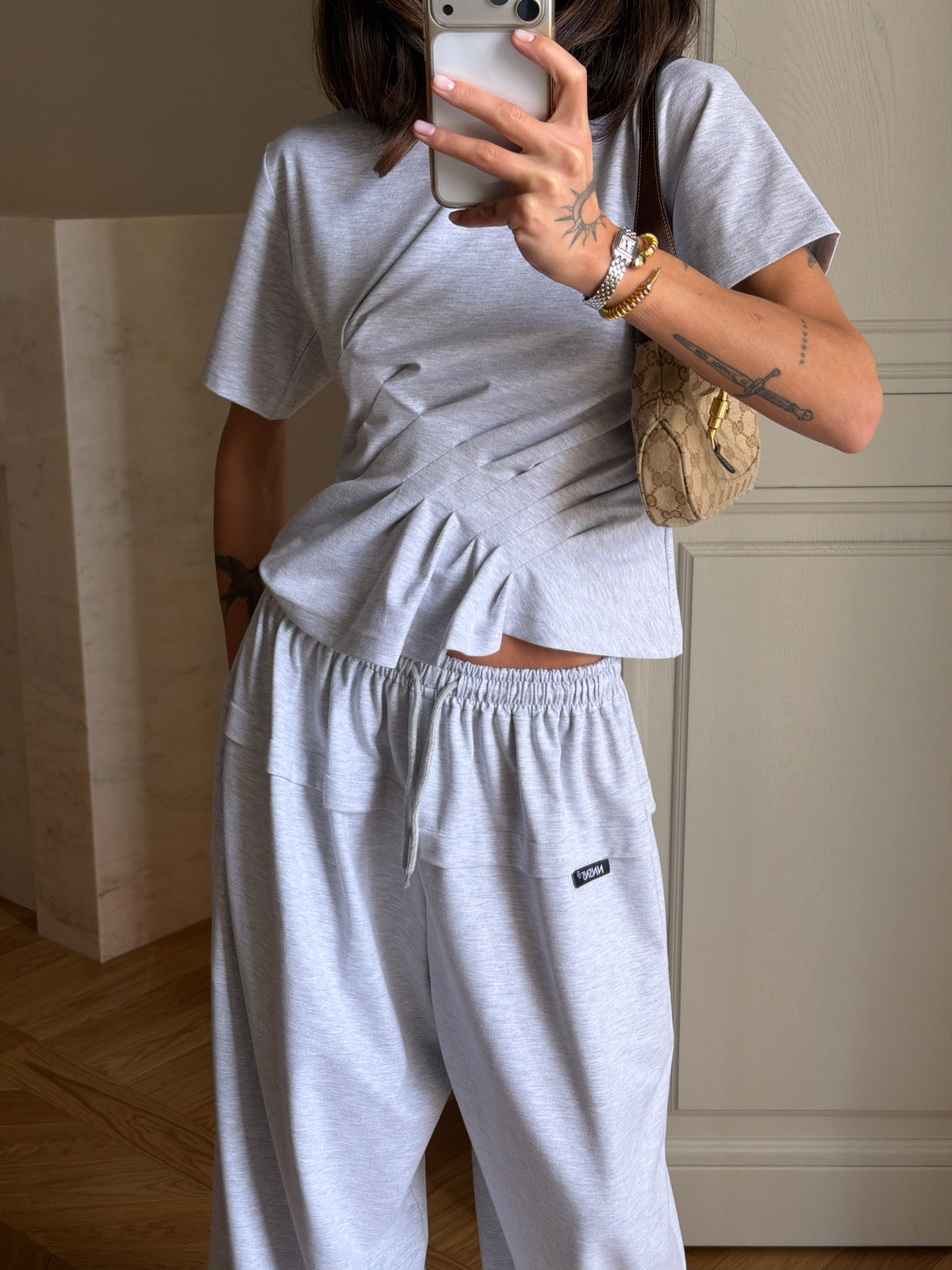 ASYMMETRIC GREY MELANGE T-SHIRT