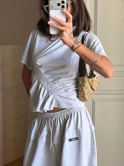 ASYMMETRIC GREY MELANGE T-SHIRT