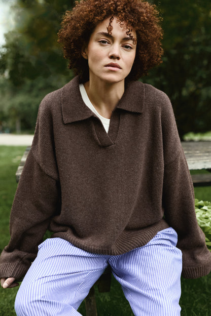 LAMB POLO BROWN MELANGE