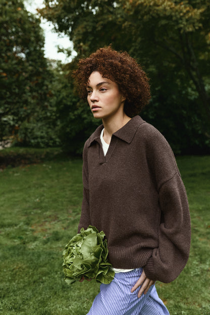 LAMB POLO BROWN MELANGE
