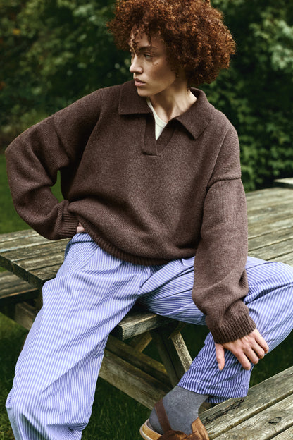 LAMB POLO BROWN MELANGE