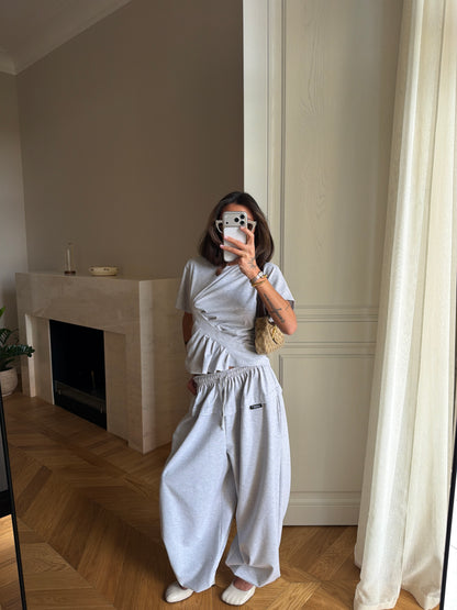 WIDE PANTS LIGHT MELANGE