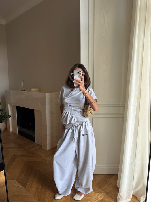 WIDE PANTS LIGHT MELANGE