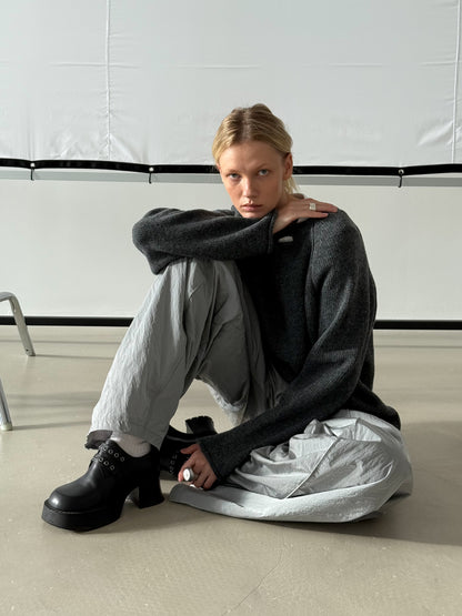 WOOL RAGGED SWEATER GREY