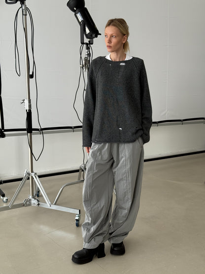 WOOL RAGGED SWEATER GREY