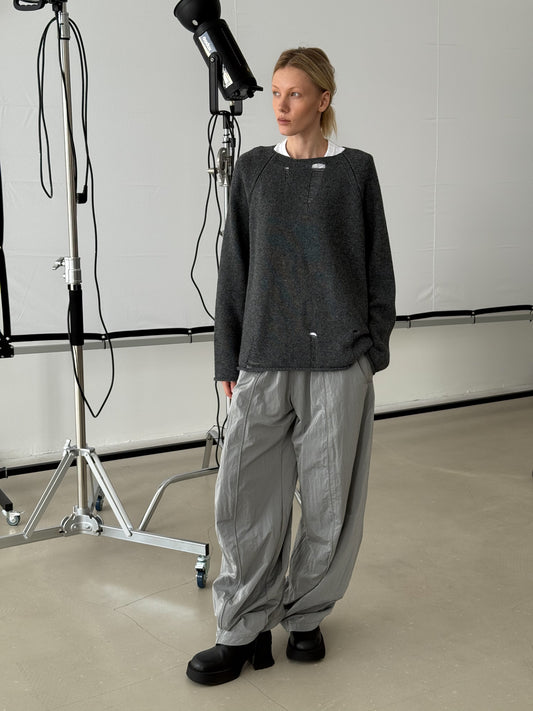 WOOL RAGGED SWEATER GREY