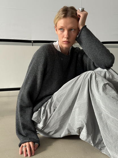 WOOL RAGGED SWEATER GREY