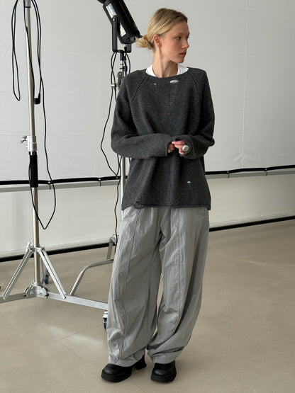 WOOL RAGGED SWEATER GREY