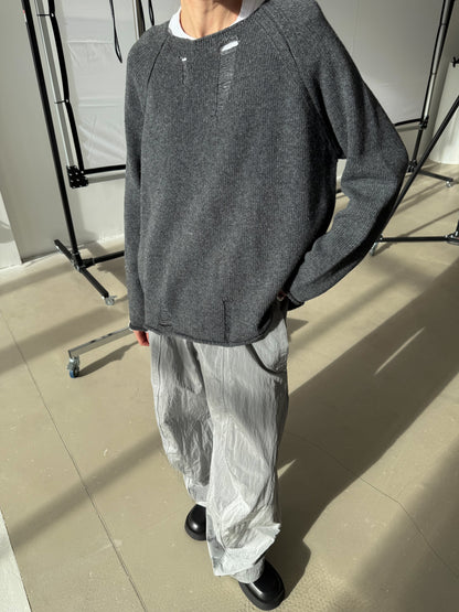 WOOL RAGGED SWEATER GREY