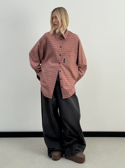 WOOL RAGLAN SHIRT PINK/BLUE