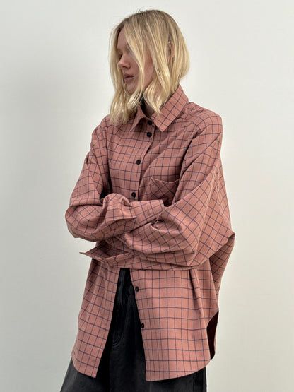 WOOL RAGLAN SHIRT PINK/BLUE