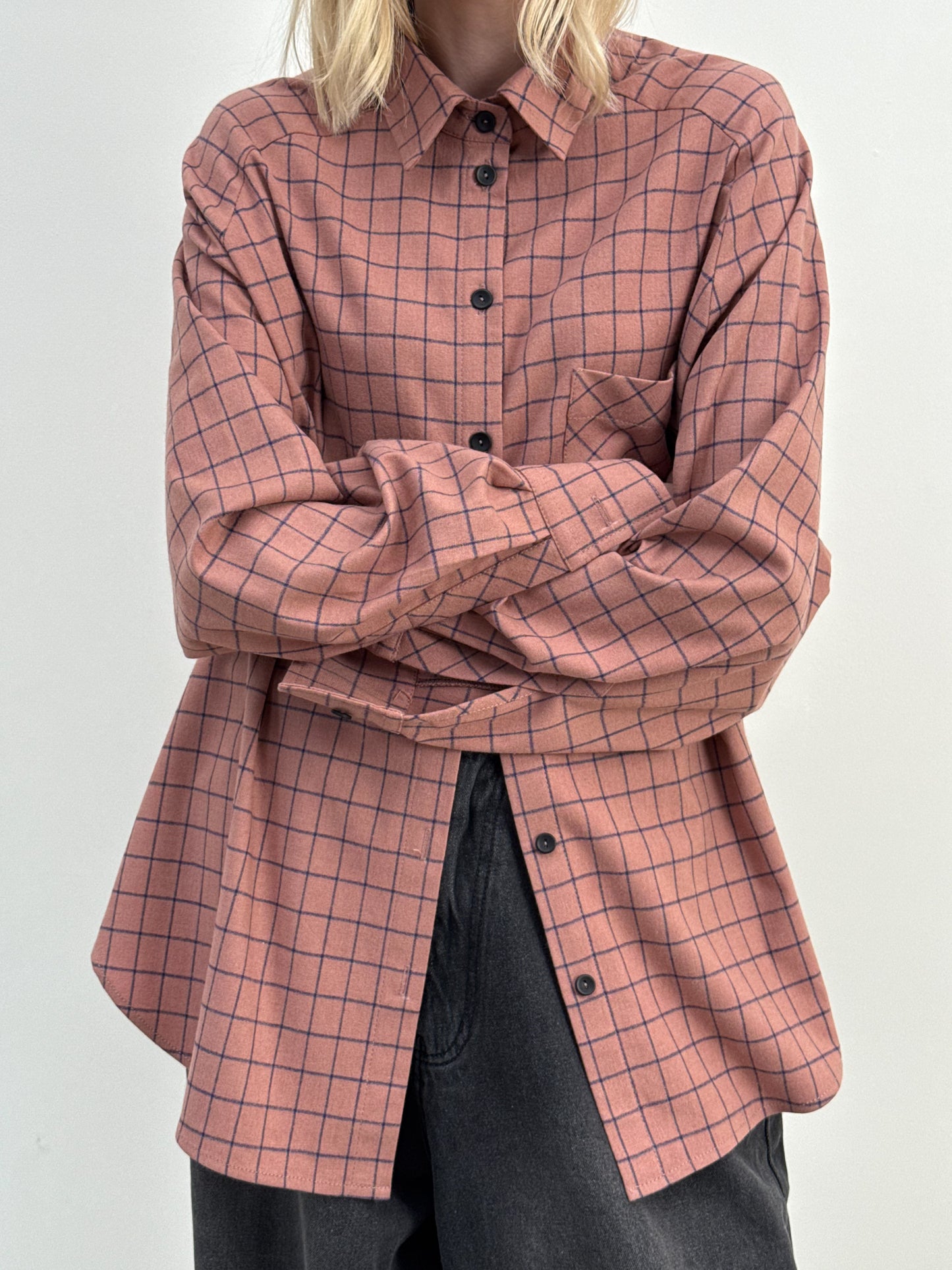 WOOL RAGLAN SHIRT PINK/BLUE