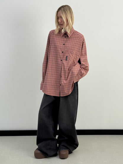 WOOL RAGLAN SHIRT PINK/BLUE