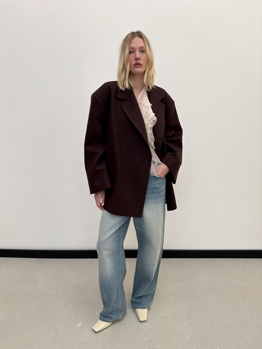 OVERSIZED JACKET DARK CHOCOLATE