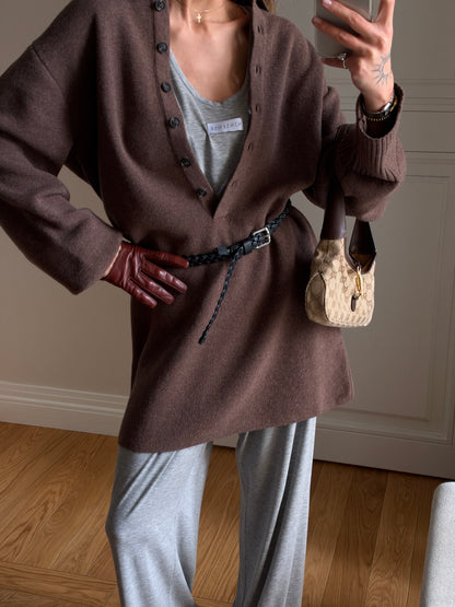 OVERSIZED POLO LAMB DRESS BROWN