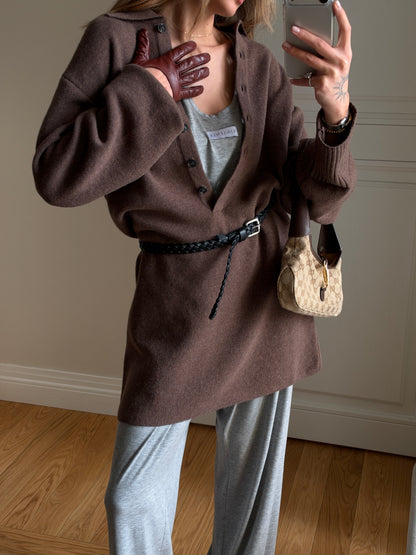 OVERSIZED POLO LAMB DRESS BROWN