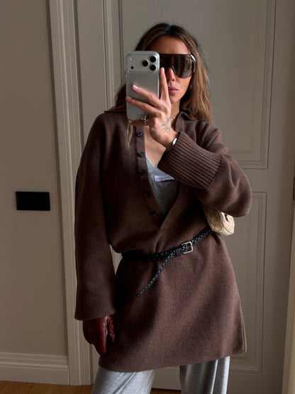 OVERSIZED POLO LAMB DRESS BROWN