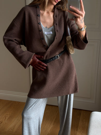 OVERSIZED POLO LAMB DRESS BROWN