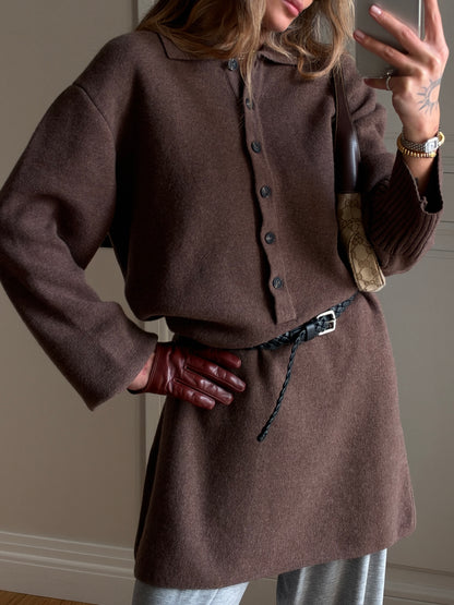 OVERSIZED POLO LAMB DRESS BROWN