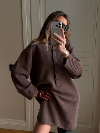 OVERSIZED POLO LAMB DRESS BROWN